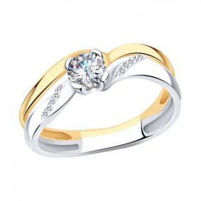 Золотое кольцо AQUAMARINE 63552А с Swarovski 63552А фото