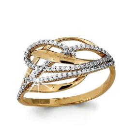 Золотое кольцо AQUAMARINE 63565А с фианитом 63565А фото