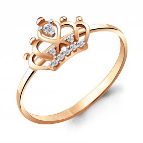 Золотое кольцо AQUAMARINE 63603А с фианитом 63603А фото