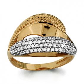 Золотое кольцо AQUAMARINE 63679А с фианитом 63679А фото