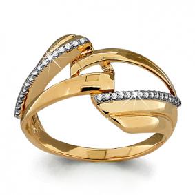 Золотое кольцо AQUAMARINE 63723А с фианитом 63723А фото