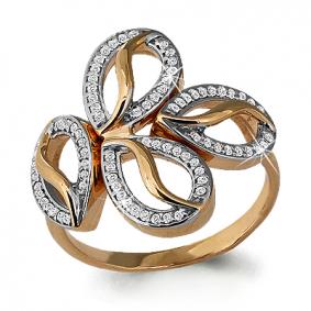 Золотое кольцо AQUAMARINE 63782А с фианитом 63782А фото