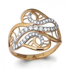 Золотое кольцо AQUAMARINE 63809А с фианитом 63809А фото