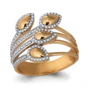 Золотое кольцо AQUAMARINE 63841А с фианитом 63841А фото