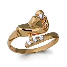 Золотое кольцо AQUAMARINE 63871А с фианитом 63871А фото