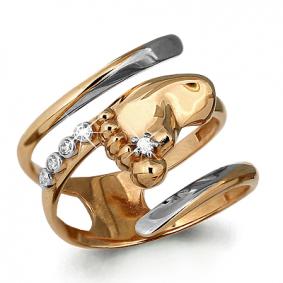 Золотое кольцо AQUAMARINE 63876А с фианитом 63876А фото