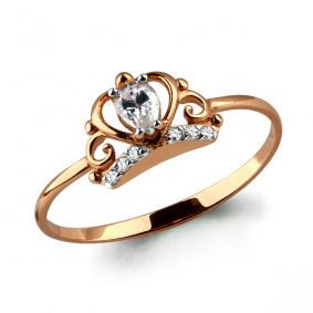 Золотое кольцо AQUAMARINE 63918 с фианитом 63918 фото