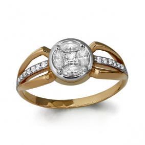 Золотое кольцо AQUAMARINE 63966А с фианитом 63966А фото