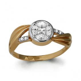 Золотое кольцо AQUAMARINE 63967А с фианитом 63967А фото