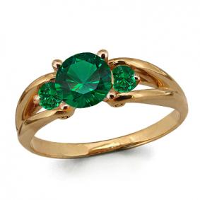 Золотое кольцо AQUAMARINE 63979П с гидротермальным изумрудом 63979П фото