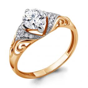 Золотое кольцо AQUAMARINE 63993А с фианитом 63993А фото