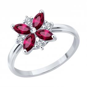 Серебряное кольцо SOKOLOV 64010003 с фианитом и рубином 64010003 фото