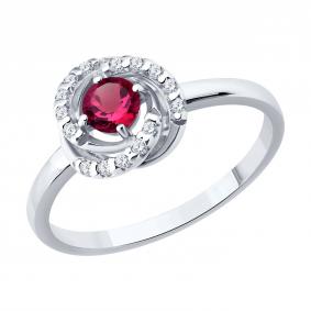 Серебряное кольцо SOKOLOV 64010004 с фианитом и рубином 64010004 фото