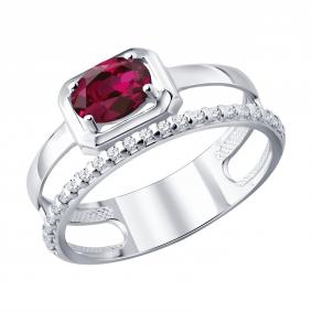 Серебряное кольцо SOKOLOV 64010006 с фианитом и рубином 64010006 фото
