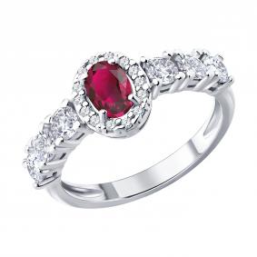 Серебряное кольцо SOKOLOV 64010008 с фианитом и рубином 64010008 фото