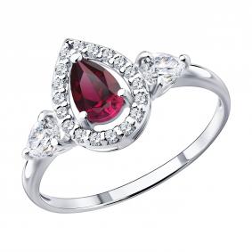 Серебряное кольцо SOKOLOV 64010009 с фианитом и рубином 64010009 фото