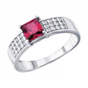 Серебряное кольцо SOKOLOV 64010011 с фианитом и рубином 64010011 фото