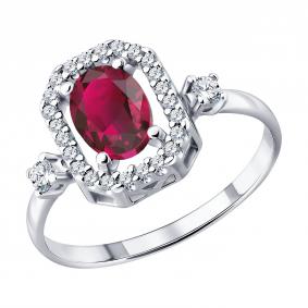 Серебряное кольцо SOKOLOV 64010012 с фианитом и рубином 64010012 фото