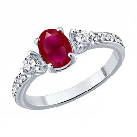 Серебряное кольцо SOKOLOV 64010013 с фианитом и рубином 64010013 фото