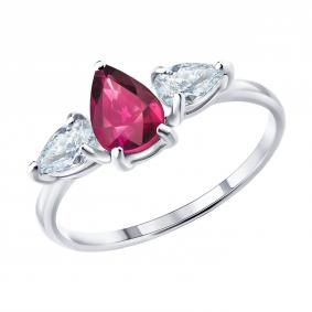 Серебряное кольцо SOKOLOV 64010014 с фианитом и рубином 64010014 фото