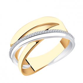 Золотое кольцо AQUAMARINE 64015А с фианитом 64015А фото