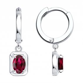 Серебряные серьги SOKOLOV 64020006 с рубином 64020006 фото