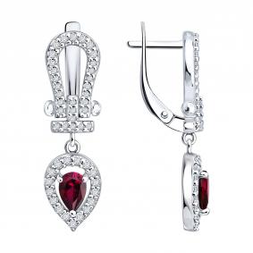 Серебряные серьги SOKOLOV 64020012 с фианитом и рубином 64020012 фото