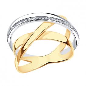 Золотое кольцо AQUAMARINE 64024А с фианитом 64024А фото