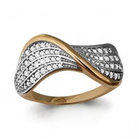 Золотое кольцо AQUAMARINE 64038А с фианитом 64038А фото