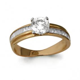 Золотое кольцо AQUAMARINE 64056А с фианитом 64056А фото