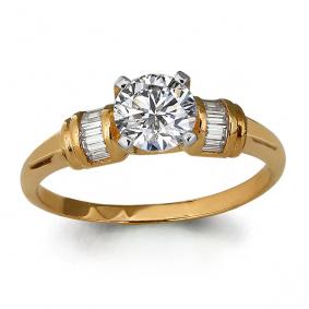 Золотое кольцо AQUAMARINE 64059А с фианитом 64059А фото