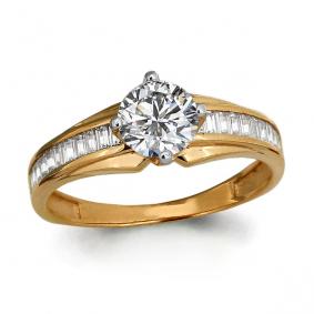 Золотое кольцо AQUAMARINE 64060А с фианитом 64060А фото