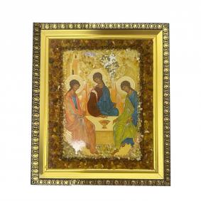 Икона ручной работы Святая Троица ИП Шавкунов ИН с натуральным янтарём 6408450-м 6408450-м фото