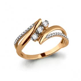 Золотое кольцо AQUAMARINE 64136А с фианитом 64136А фото