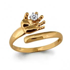 Золотое кольцо Ручка младенца AQUAMARINE с фианитом 64150А 64150А фото