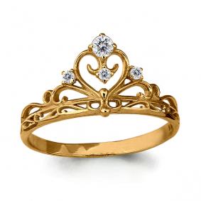 Золотое кольцо AQUAMARINE 64158А с фианитом 64158А фото