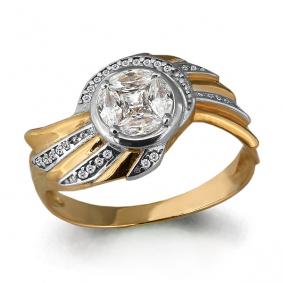 Золотое кольцо AQUAMARINE 64169А с фианитом 64169А фото