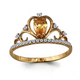 Золотое кольцо AQUAMARINE 64224Е с фианитом 64224Е фото