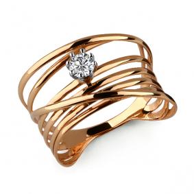 Золотое кольцо AQUAMARINE 64287 с фианитом 64287 фото