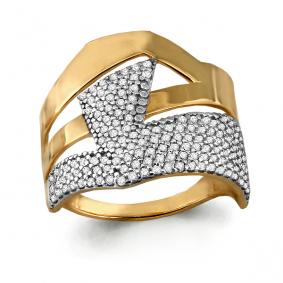 Золотое кольцо AQUAMARINE 64301А с фианитом 64301А фото