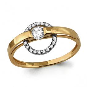 Золотое кольцо AQUAMARINE 64367А с фианитом 64367А фото