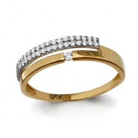 Золотое кольцо AQUAMARINE 64380А с фианитом 64380А фото