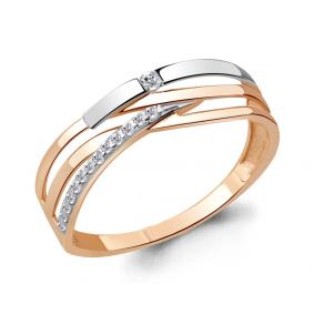 Золотое кольцо AQUAMARINE 64381А с фианитом 64381А фото