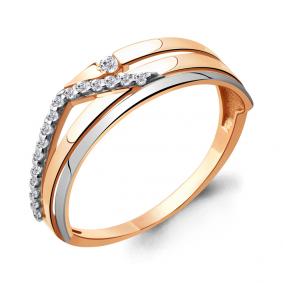 Золотое кольцо AQUAMARINE 64386А с фианитом 64386А фото