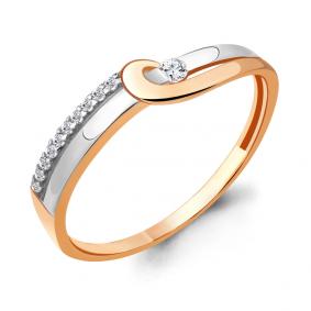 Золотое кольцо AQUAMARINE 64396А с фианитом 64396А фото