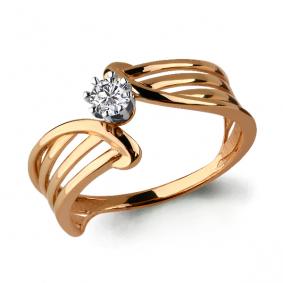 Золотое кольцо AQUAMARINE 64397 с фианитом 64397 фото