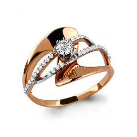 Золотое кольцо AQUAMARINE 64402А с фианитом 64402А фото