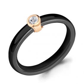 Золотое кольцо AQUAMARINE 64431АЧ с фианитом и керамикой 64431АЧ фото