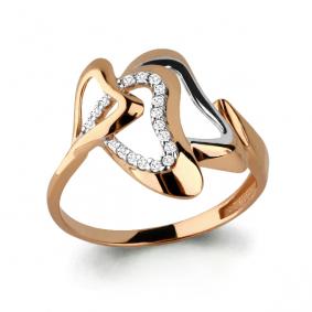 Золотое кольцо AQUAMARINE 64453А с фианитом 64453А фото