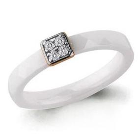 Золотое кольцо AQUAMARINE 64467 с фианитом и керамикой 64467 фото